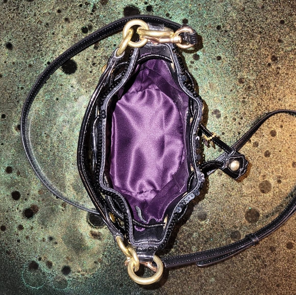 COACH POPPY BLACK SEQUINS CINCH DRAWSTRING MINI BUCKET CROSSBODY HANDBAG 18726 - Picture 10 of 16